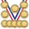 10 Pack of Basketball Gold Medals Trophy Award with Neck Ribbons SM view 1