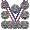 10 Pack of 2nd Place Silver Medals Trophy Award with Neck Ribbons SM view 1