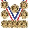 10 Pack of Track Gold Medals Trophy Award with Neck Ribbons SM view 1