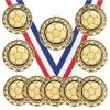 10 Pack of Soccer Gold Medals Trophy Award with Neck Ribbons SM view 1