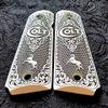 Colt 1911 Full Size 3D Engraved Faux Ivory Scrimshaw Grips Colt Rampant Horse Scroll view 2