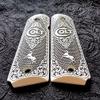 Colt 1911 Full Size 3D Engraved Faux Ivory Scrimshaw Grips Colt Rampant Horse Scroll view 4