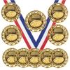 10 Pack of Football Gold Medals Trophy Award with Neck Ribbons SM view 1