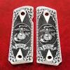 Colt 1911 Full Size Custom 3D Engraved Imitation Ivory Scrimshaw Grips Scroll US Marines Semper Fidelis Checkered view 1