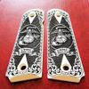 Colt 1911 Full Size Custom 3D Engraved Imitation Ivory Scrimshaw Grips Scroll US Marines Semper Fidelis Checkered view 4