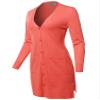Long Sleeve Casual Button Up Long-Line Sweater Viscose Open Front Knit Cardigan Orange M view 1