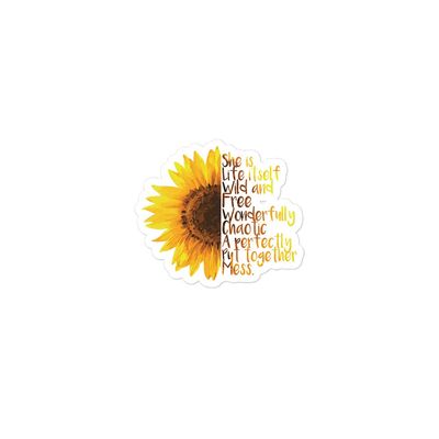 Sticker Decal Vinyl Sunflower She is Life Itself Wild and FreeWonderfu Bubble-Free Stickers