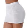 Hedmy Women's Sheer Ultra See Through Low Waist Ruched Micro Mini Skirts Pencil Skirt Bodycon Dress White One Size view 1