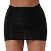 Hedmy Women's Sheer Ultra See Through Low Waist Ruched Micro Mini Skirts Pencil Skirt Bodycon Dress Black One Size view 3
