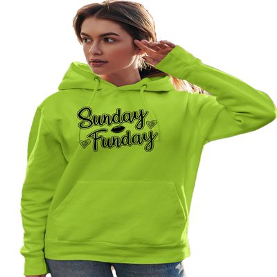 Go All Out Medium Safety Green Mens Sunday Funday Cute Football Sweatshirt Hoodie