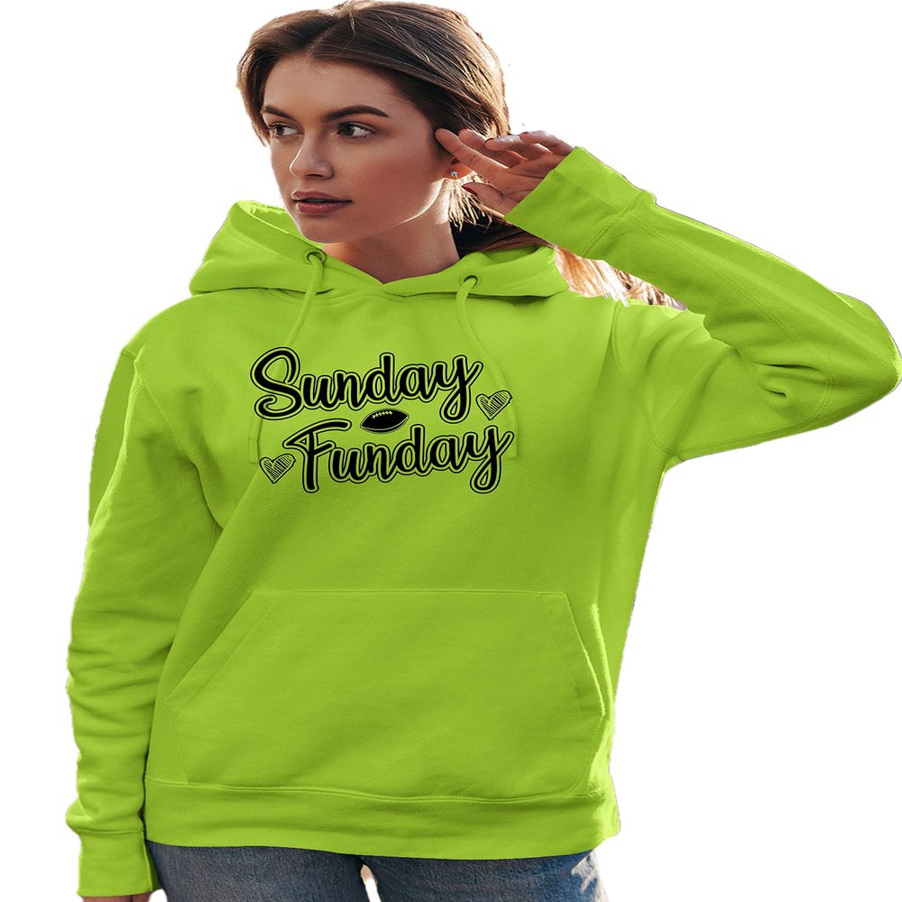 Go All Out Medium Safety Green Mens Sunday Funday Cute Football Sweatshirt Hoodie