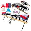 2-in-1 Cornhole & Pong Table - for College, Tailgate, Parties | Includes - 8FtPong Table, Cornhole Board Set 4x2Ft, (8) Cornhole Bags (22) Cups (6) Pong Balls & (2) Racks (White Deer Flag) view 1