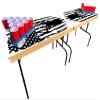 2-in-1 Cornhole & Pong Table - for College, Tailgate, Parties | Includes - 8FtPong Table, Cornhole Board Set 4x2Ft, (8) Cornhole Bags (22) Cups (6) Pong Balls & (2) Racks (White Deer Flag) view 3