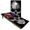 2-in-1 Cornhole & Pong Table - For College, Tailgate, Parties | Includes - 8FtPong Table, Cornhole Board Set 4x2Ft, (8)Cornhole Bags (22)Cups (6)Pong Balls & (2)Racks (American Grey Skull) view 2