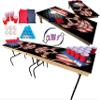 2-in-1 Cornhole & Pong Table - for College, Tailgate, Parties | Includes - 8FtPong Table, Cornhole Board Set 4x2Ft, (8) Cornhole Bags (22) Cups (6) Pong Balls & (2) Racks (American Skull) view 1