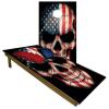 2-in-1 Cornhole & Pong Table - for College, Tailgate, Parties | Includes - 8FtPong Table, Cornhole Board Set 4x2Ft, (8) Cornhole Bags (22) Cups (6) Pong Balls & (2) Racks (American Skull) view 2