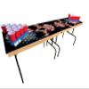 2-in-1 Cornhole & Pong Table - for College, Tailgate, Parties | Includes - 8FtPong Table, Cornhole Board Set 4x2Ft, (8) Cornhole Bags (22) Cups (6) Pong Balls & (2) Racks (American Skull) view 3