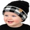 Funky Junque Baby Winter Hat  Cute Newborn Beanie, Infant Girl Hats 012 Months, Soft Knit Baby Beanies for Boys & Girls, Cozy Warm Stocking Stuffer Gift: Buffalo Check - Black/White view 1