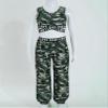 easyforever Kids Girls Athletic Tracksuit Crop Tops with Leggings Activewear Workout Dance Gymnastic Outfits Camouflage Green 6 view 3