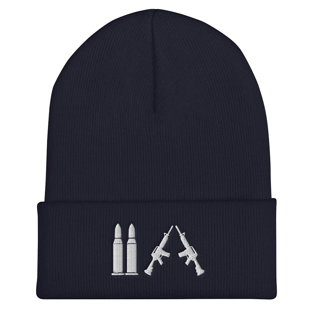 2nd Amendment Hats for Men| 2A Hats for Men - Cuffed Beanie - Hilarious Design Navy