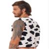 YOOJIA Men's Cow Print Vest Open Front Sleeveless Cardigan Waistcoat Cowboy Halloween Cosplay Tops Black XX-Large view 3