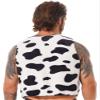 YOOJIA Men's Cow Print Vest Open Front Sleeveless Cardigan Waistcoat Cowboy Halloween Cosplay Tops Black XX-Large view 4