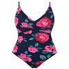 Hilor Slimming One Piece Swimsuit for Women Ruched Tummy Control Swimwear Sexy V Neck Bathing Suits Monokini Red Rose 8 view 3