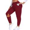 Aoliks Women's Fleece Lined Sweatpants Thermal Joggers with Pockets Winter Lounge Yoga Workout Running Pants (Burgundy, XX-Large) view 1