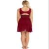 Yihuimin Women's Lyrical Modern Contemporary V-Neck Asymmetrical Dance Dress Ballet Skirted Leotard Wine Large view 4