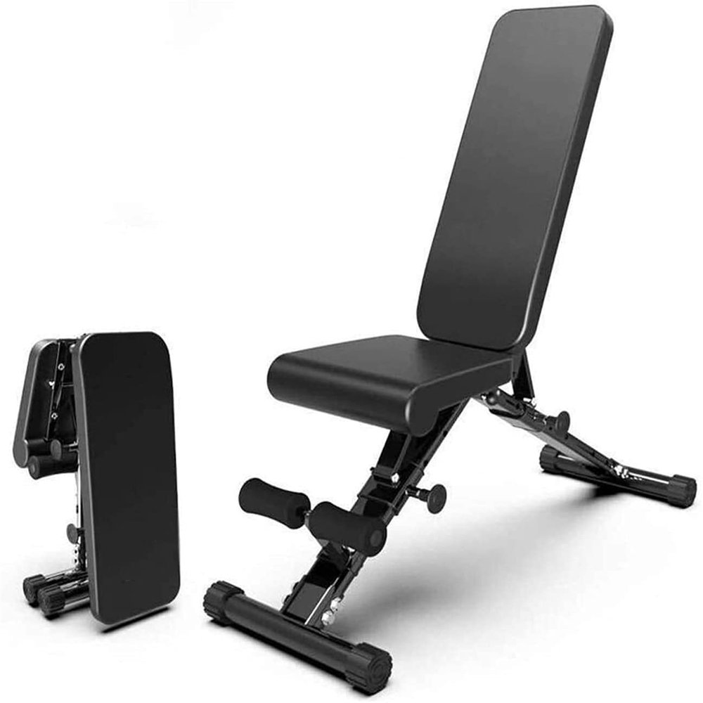 SMSOM Weight Bench Adjustable, Dumbell Workout Weight Bench, Foldable Workout Bench for Home Gym Strength Training Press Bench, Easy Installation, Thicken Premium Steel Widen Seat (Black)