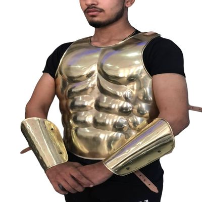 Nautical-Mart Roman Brass Muscle Armor Functional Medieval Cuirass Halloween Costume (Only Muscle Armor)