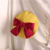 seven wolves Kids Girls Winter Warm 100% Wool Beret Hats Fedoras with Bowknot Winter Beanie Cap, 1-Yellow view 2