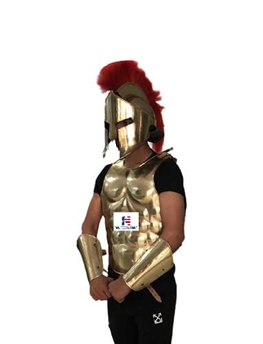 Nautical-Mart Roman Brass Muscle Armor Functional Medieval Cuirass Halloween Costume (Only Helmet)