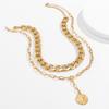 JWICOS Gold Boho Cuban Chunky Necklace Layered Dainty Paperclip with Coin Pendant Choker Chain for Women (Gold) view 2