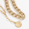 JWICOS Gold Boho Cuban Chunky Necklace Layered Dainty Paperclip with Coin Pendant Choker Chain for Women (Gold) view 4