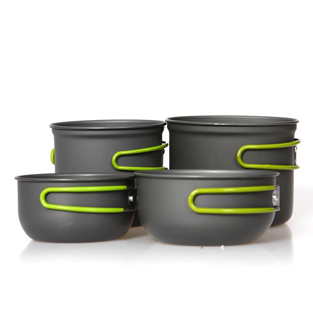 Outdoor Cookware Camping Mess Kit Campfire Cookware 2-3 Person Portable 4-Piece Set
