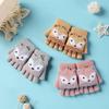 RUIXIA Kids Knitted Half Finger Gloves with Flip Top Winter Warm Cute Fox Face Typing Gloves Convertible Mittens for Girls Boys, Pink, One Size view 3