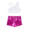 Nikiikoo Kids Girls 2-Piece Sports Dance Outfits Crop Tops with Booty Shorts Gymnastics Workout Activewear Set Rainbow-Cartoon 12-14 view 4