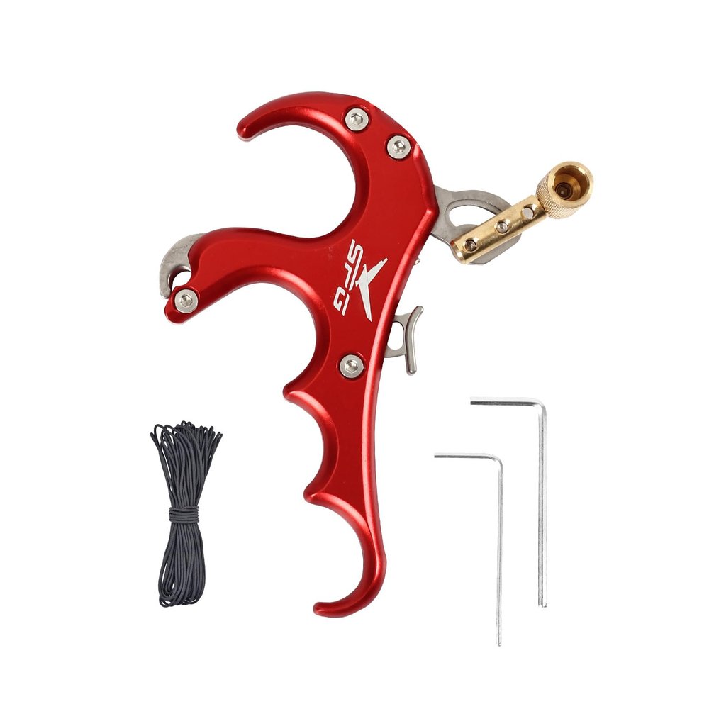 SPG Thumb Release for Compound Bow - Aluminum Alloy Bow Release Trigger with Allen Wrench Anti-Slip Frosted Texture Archery Release Aid (Red)