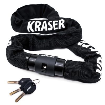 KRASER KR620 Bike Chain Lock, Heavy Duty 6mm/0.23in Steel Links, Security Lock, Rotating Cover, Lightweight, Anti Theft for Bicycle, Motorcycle Electric Scooter, Ebike, Containers, Gates, 120cm/3.9ft