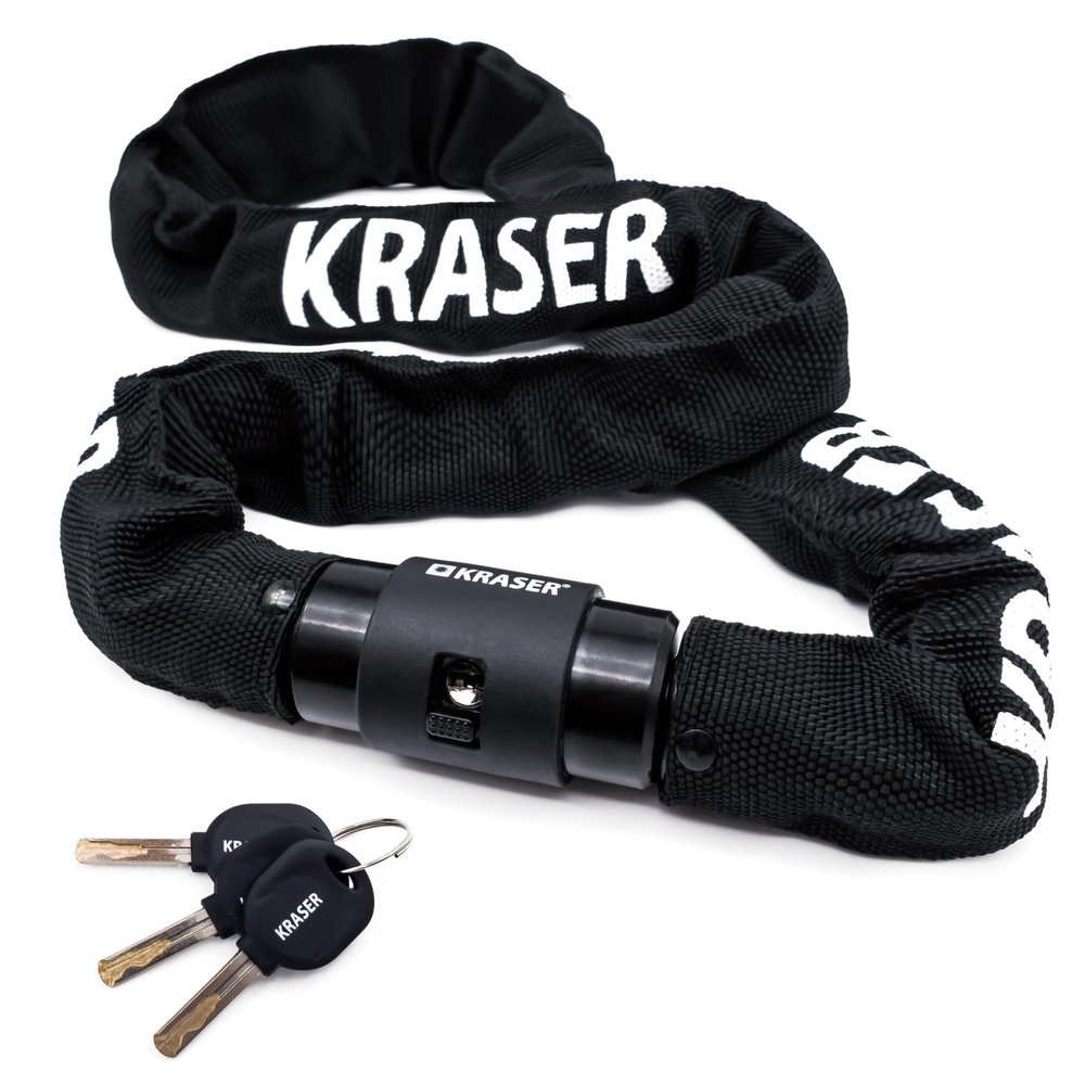 KRASER KR620 Bike Chain Lock, Heavy Duty 6mm/0.23in Steel Links, Security Lock, Rotating Cover, Lightweight, Anti Theft for Bicycle, Motorcycle Electric Scooter, Ebike, Containers, Gates, 120cm/3.9ft