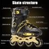 Inline Skates Adult Roller Skates Sports Roller Blades for Outdoor & Indoor, Professional Inline Skates for Women Men Teens Unisex (Women10.5/Men9,Gold) view 4