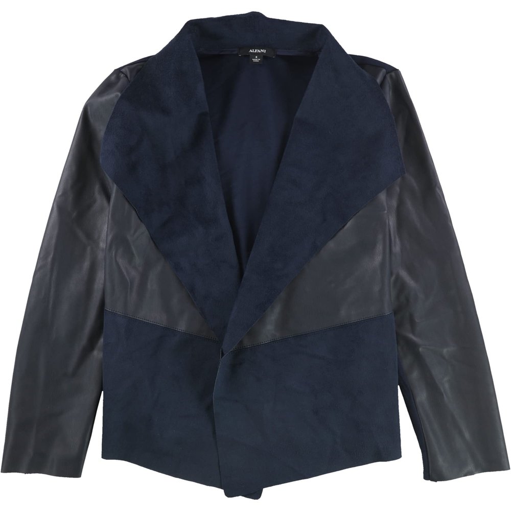 Alfani Womens 3-Tone Jacket, Blue, Small