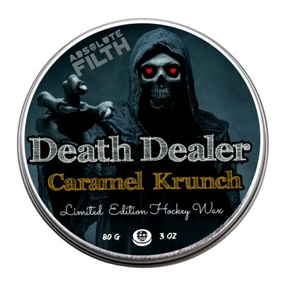 Absolute Filth Death Dealer Scented Hockey Wax (Medium Tack) - Premium Performance for Maximum Grip & Blade Protection - Waterproof Stick Tape - 3oz Puck- Ice & Street