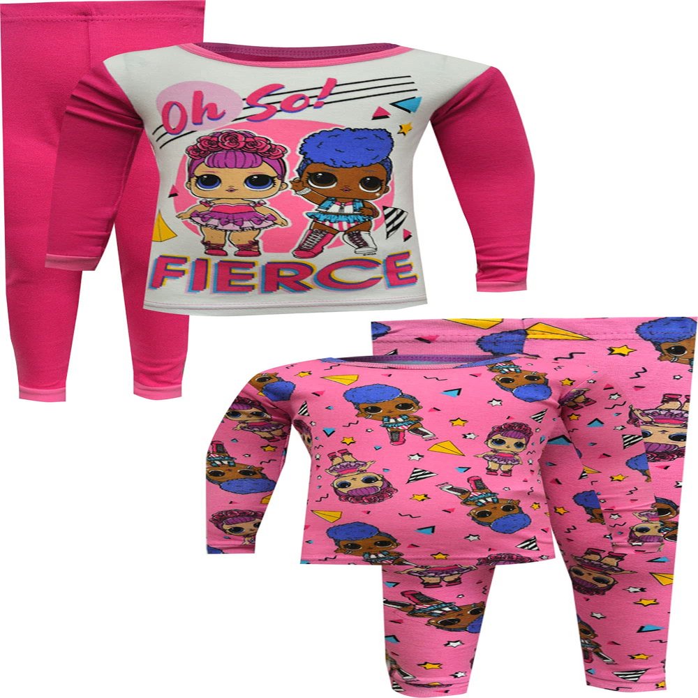 AMERICAN MARKETING ENTERPRISES Girls LOL Surprise Oh So Fierce 4 Piece Cotton Pajama Set (6) Pink