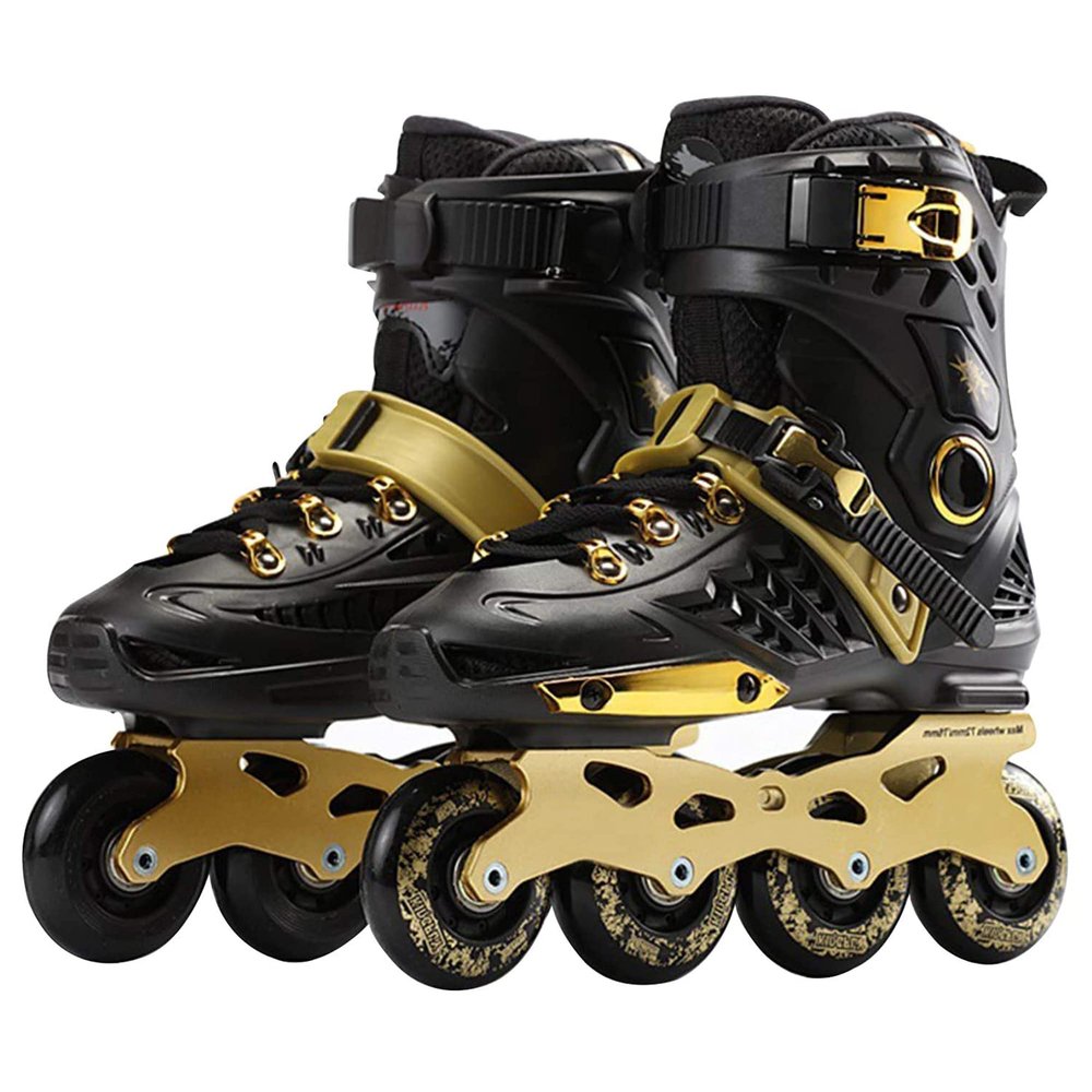 Inline Skates Adult Roller Skates Sports Roller Blades for Outdoor & Indoor, Professional Inline Skates for Women Men Teens Unisex (Women6.5/Men5,Gold)