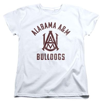 Alabama A&M University Official Bulldogs Logo Women's T Shirt,White, Medium