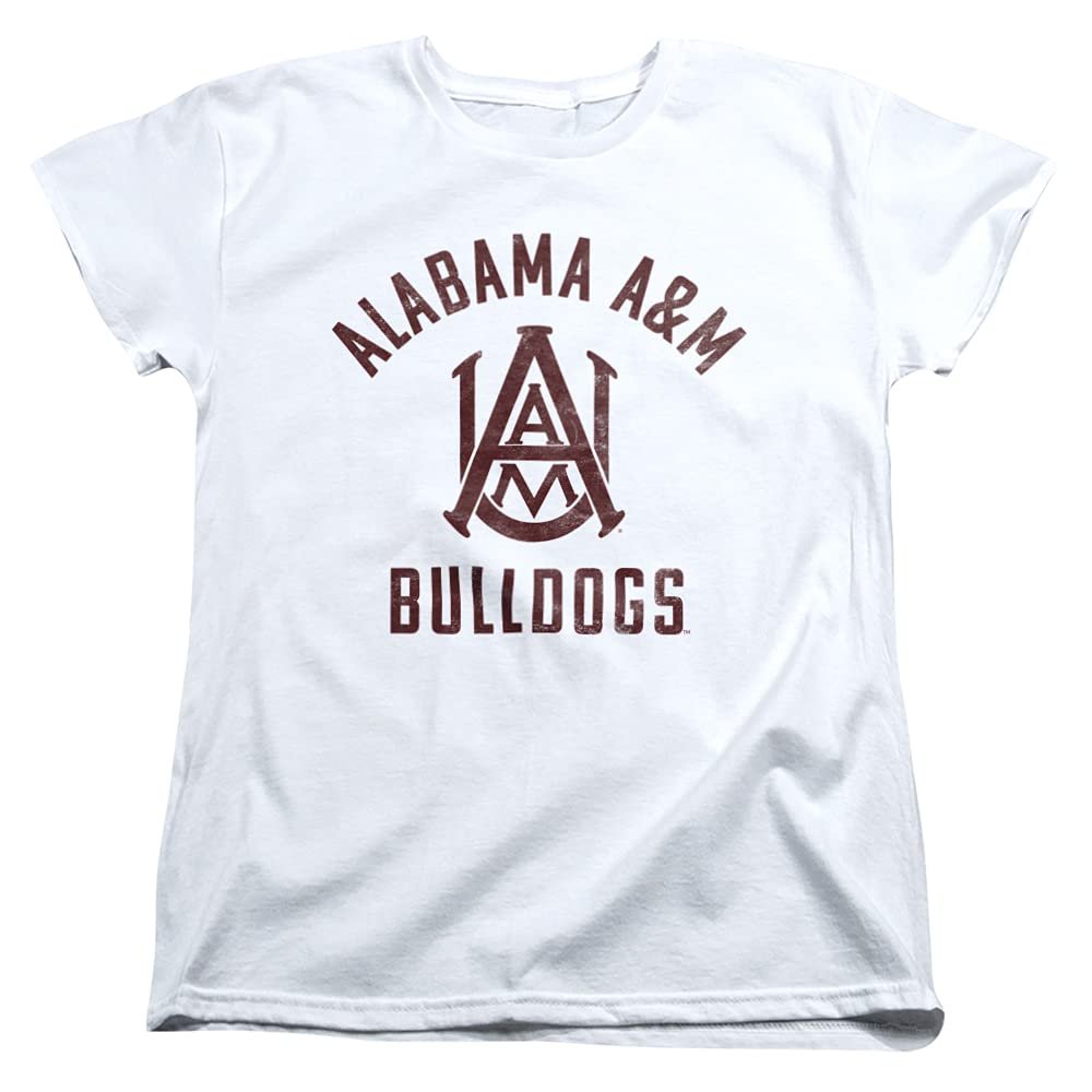 Alabama A&M University Official Bulldogs Logo Women's T Shirt,White, Medium