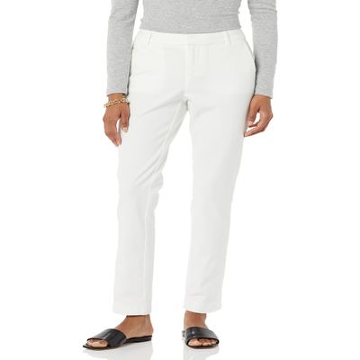 Amazon Essentials Women's Bi-Stretch Full Length Straight Leg Pant, Ivory, 2