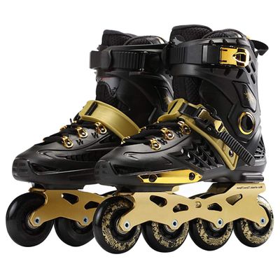 Inline Skates Adult Roller Skates Sports Roller Blades for Outdoor & Indoor, Professional Inline Skates for Women Men Teens Unisex (Women9/Men7.5,Gold)